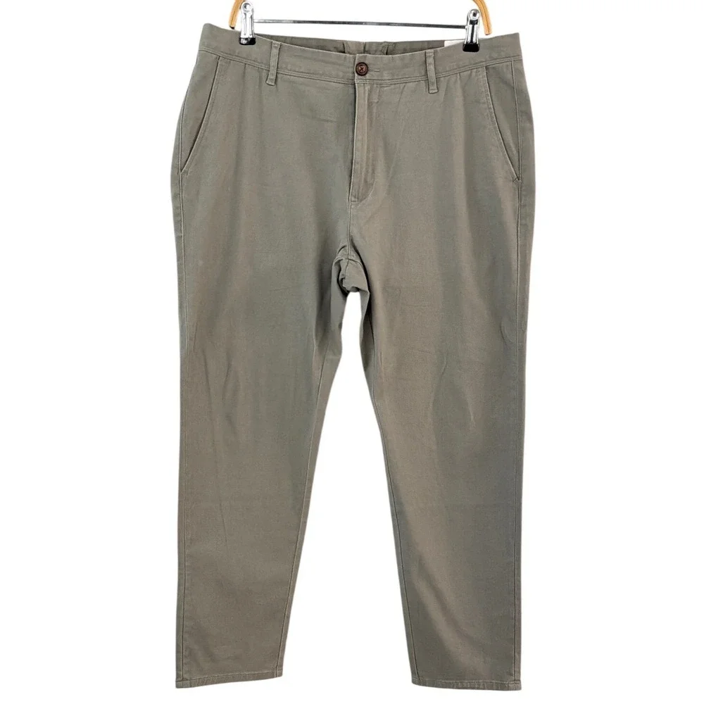 Mott & Bow Mens Everyday Comfort Slim Chino Pants‎ Grey 35x30 Zip Fly